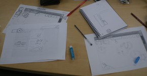 The creative process : Sketching ideas out.