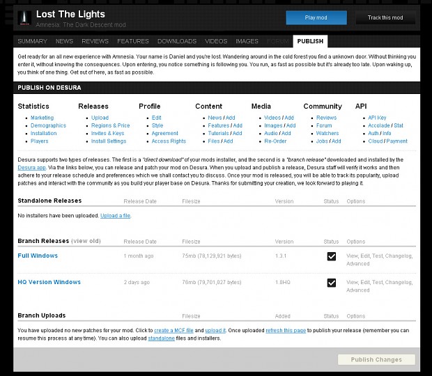 Lost the Lights mod releases