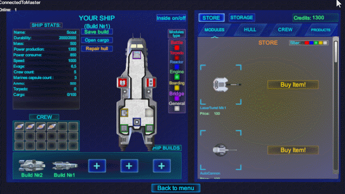 Purchase ship and equipment