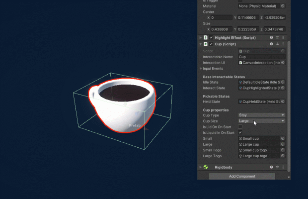 Cups in Barista simulator
