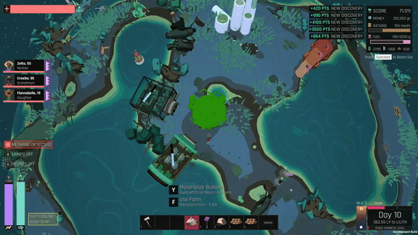 Combining casual space flight/navigation, space farming, and survival adventure