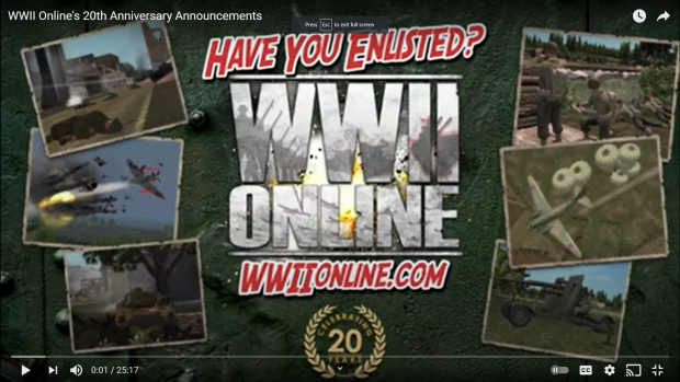 WWII Online celebrated a mile stone, It's 20th anniversary and look to the future