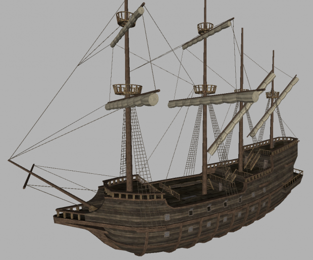Galleon ship prop and static sea-battle scenes, for Warband