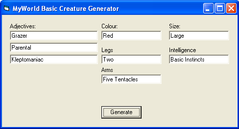 MyWorld Fauna Generator