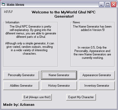 NPC Generator V0.5.0