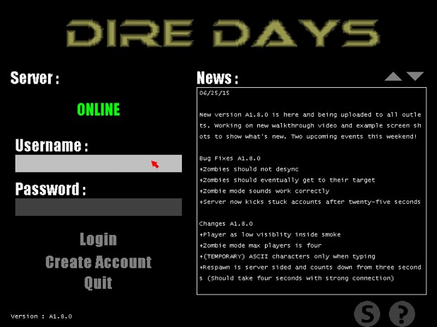 Dire Days: Online TDS A1.8.2