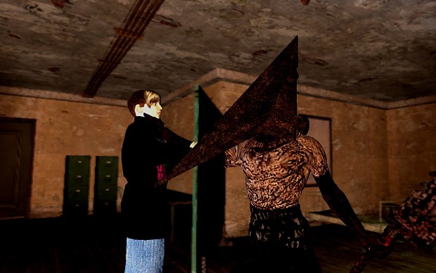 Pyramid Head doing something useful for once.