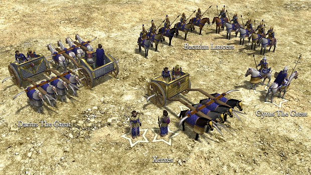 Cyrus, Xerxes, Darius, and Bactrian Lancers.