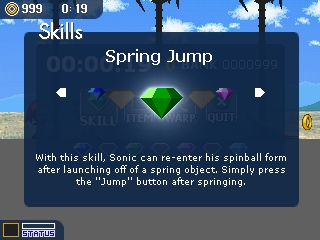 Sonic - Skills menu