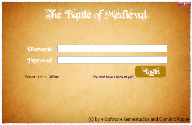 This is a screenshot from the Login Screen of TBM