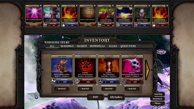 Available Power Cards in your inventory