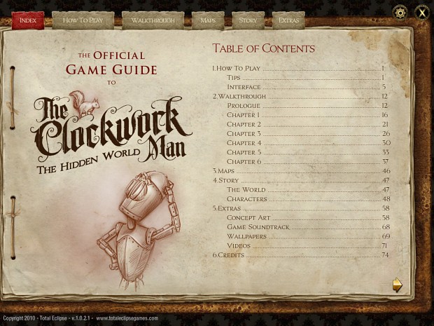 The Clockwork Man 2: Official Game Guide Index