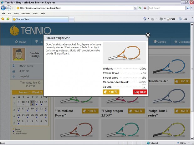Tennio - Online Tennis Manager