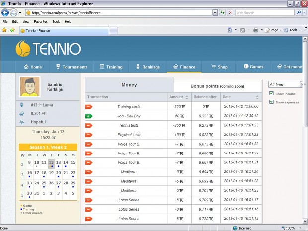 Tennio - Online Tennis Manager