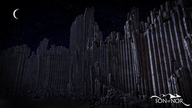 Basalt Rock Formations At Night