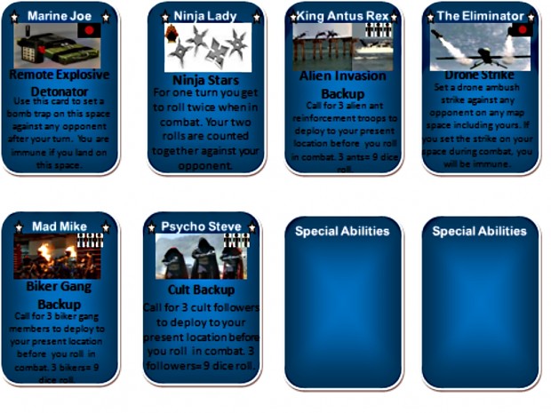 Character Special Abilities Game Cards