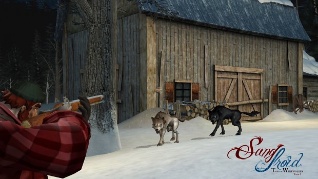 Shooting wolves near the barn