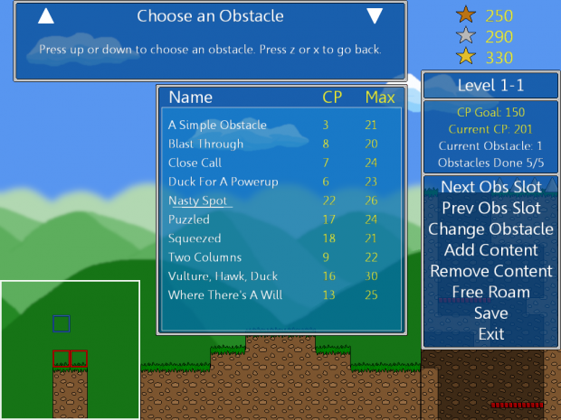 Build and Beat Obstacle Menu