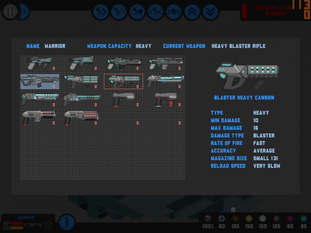 Weapon selection screen WIP