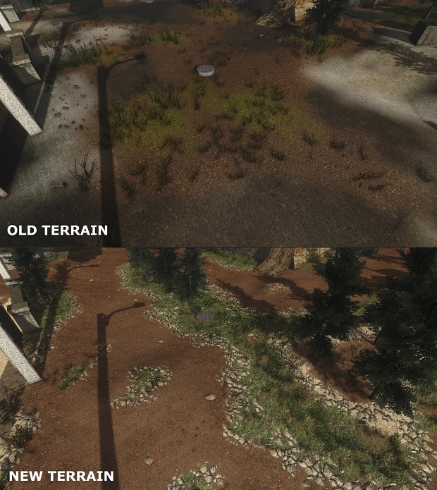 Comparison between the new and old terrains
