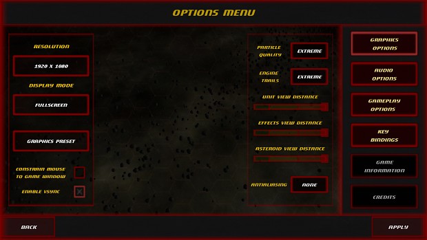 options menu