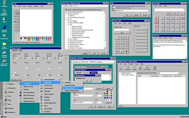 Histacom running Windows 95 applications in 1998