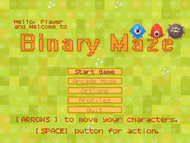 Binary Maze menu screenshots