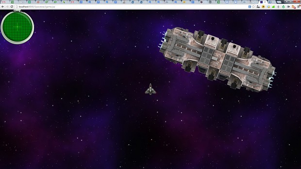 An actual screenshot of the "Space Game" tech demo