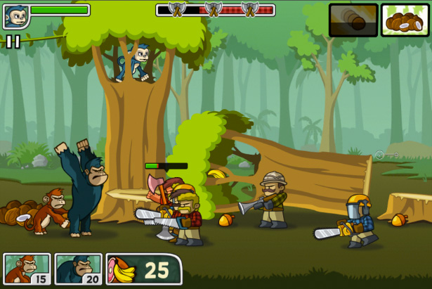 Game play preview for defense game Lumberwhack