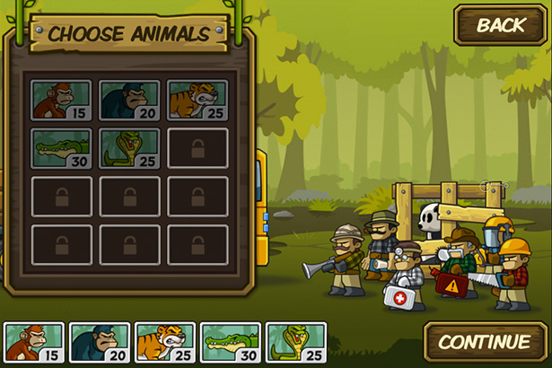 Choose animal preview for defense game Lumberwhack