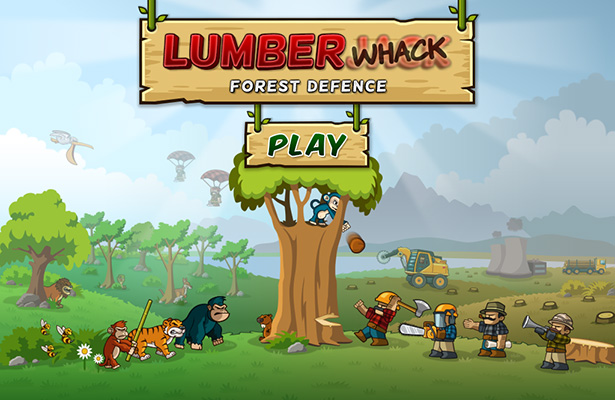 Title screen for defense game Lumberwhack