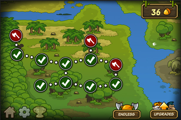 Level map for defense game Lumberwhack
