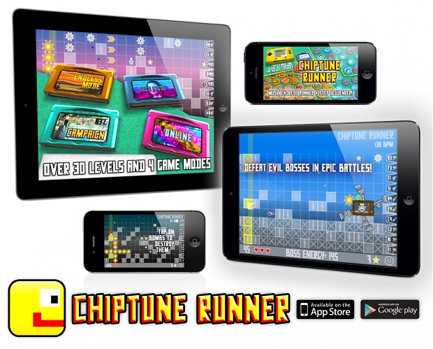 Chiptune Runner for iOS and Android devices!
