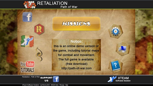 Retaliation Path of War Flash Intro menu