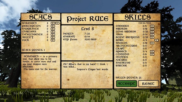 Stats and Skills progress (v 0.01)