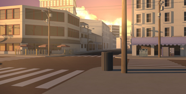 Fuyumachi's central road (Sunset)