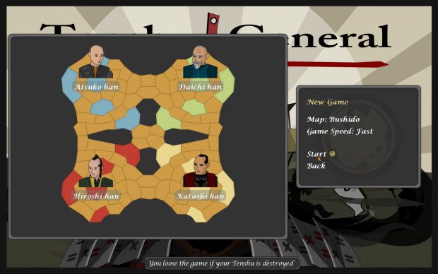 Screenshot of game options menu with large map.