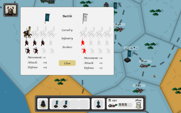 Screenshot of a battle result