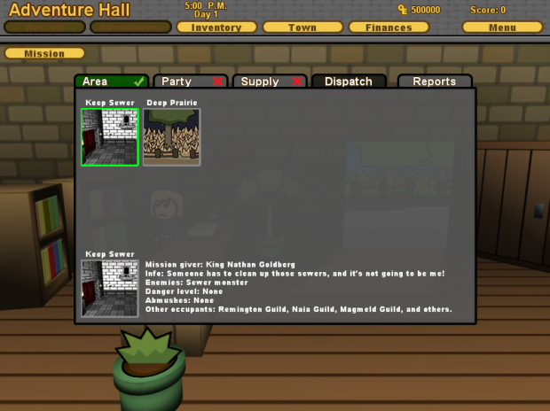 adventure hall dispatch menu 1