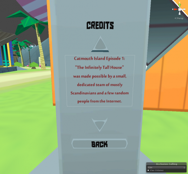 The main menu's credits screen