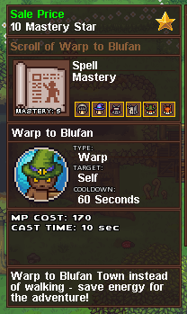 Warp to Blufan skill will also be available for Mastery Shop in next update