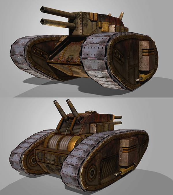 Double Barrel Steam Tank 3D Model