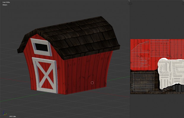 Texture Painting the barn game asset in Blender3D