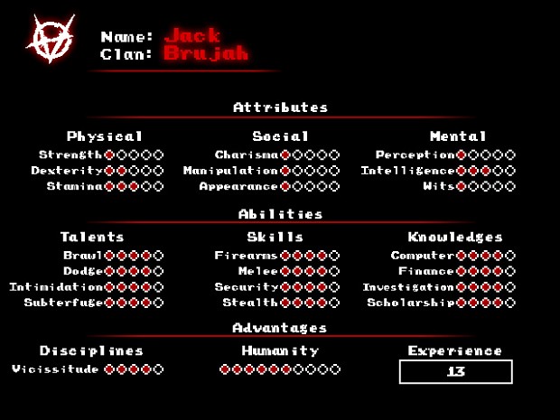 vampire the masquerade bloodlines character sheet