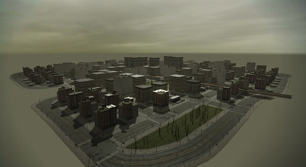 Sky view of the Procedurally generated city