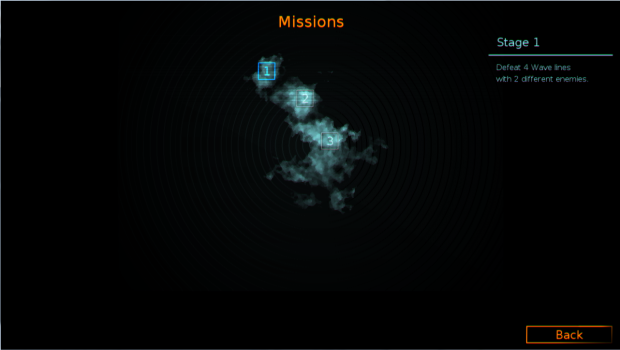 Version 0.6 mission selection screen