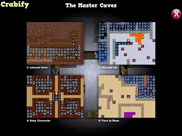 Crabify Master Caves selection menu