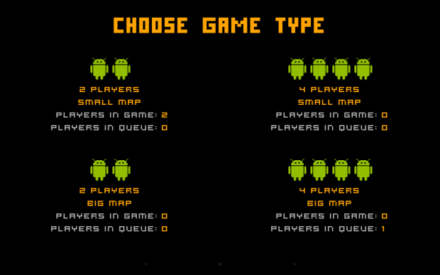 Game types screen