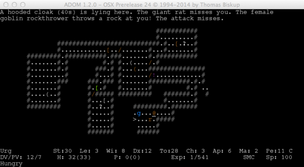 Screenshots from the ASCII and graphical versions