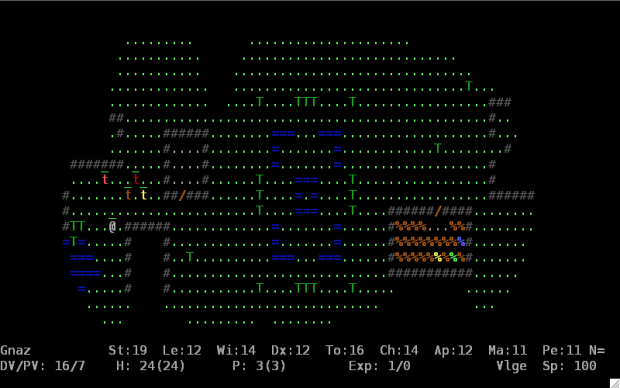Screenshots from the ASCII and graphical versions